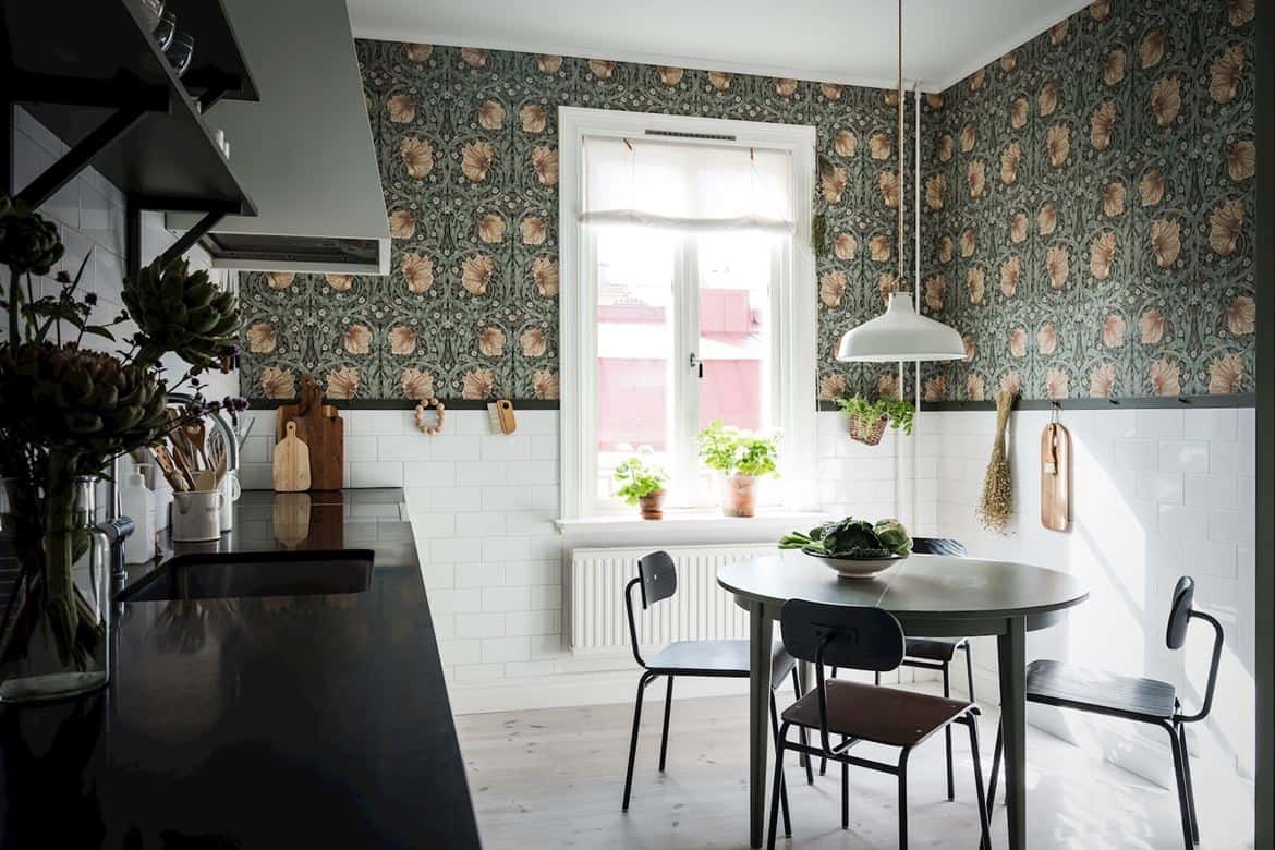 appartement scandinave cuisine papier peint